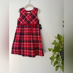 NWT Y2K Oshkosh B’Gosh Red Christmas Formal Plaid Holiday Dress Girls 6 A Line